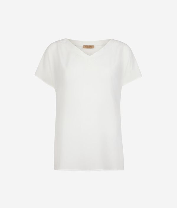 キモノVネック シルク Tシャツ