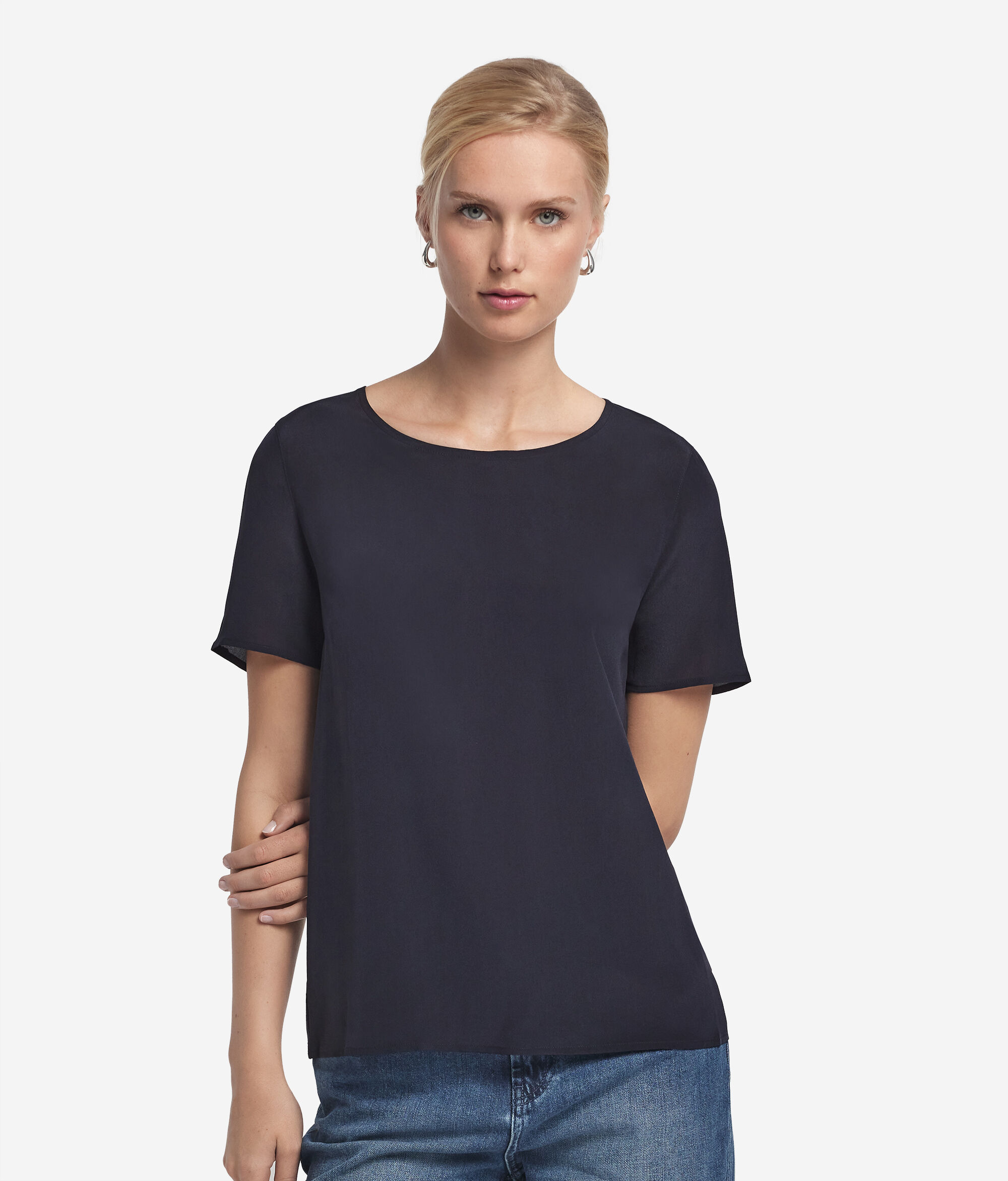 シルク クルーネック Tシャツ