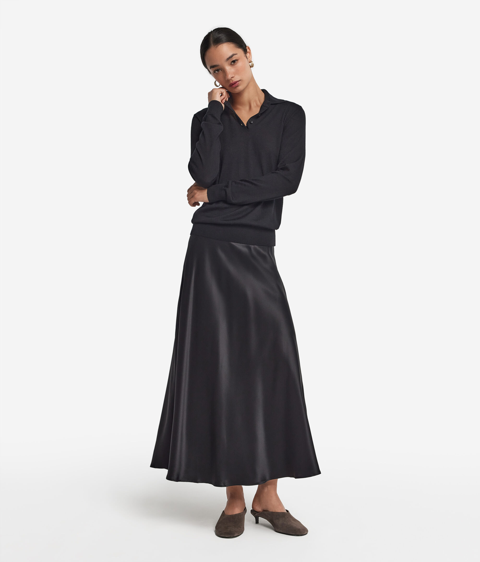 ウルトラファインカシミヤ ロングスリーブポロシャツ