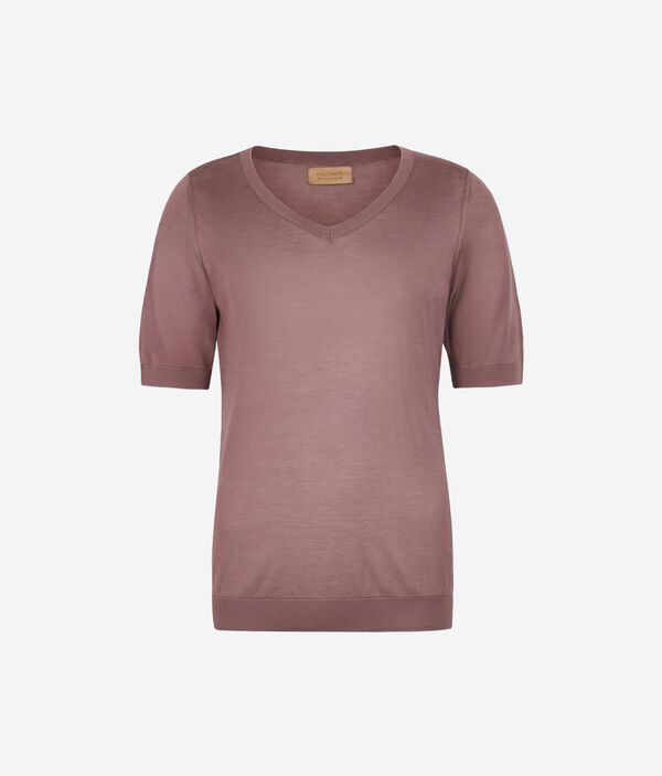 シルク Vネック Tシャツ