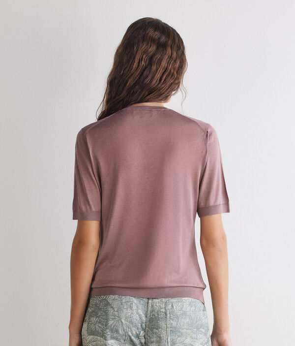 シルク クルーネック Tシャツ