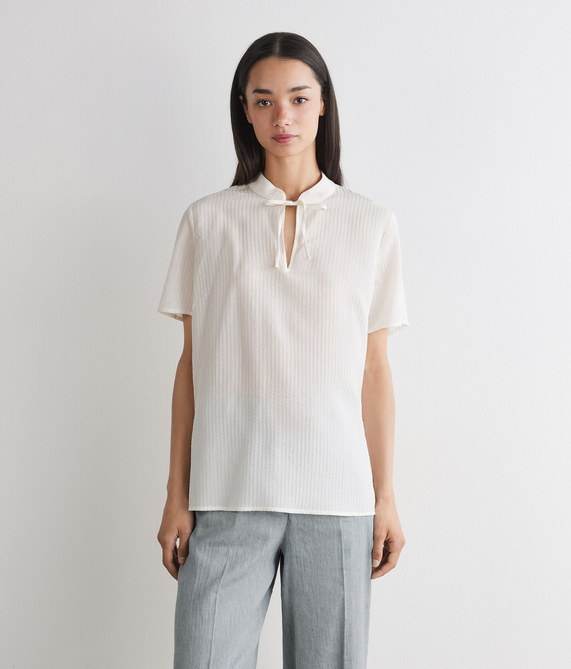 エンボス モスリン ショートスリーブ ブラウス
