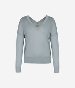 カシミヤ シルクファイン ダブルVネック セーター