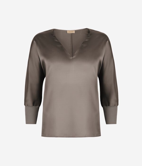 シルク Vネック ブラウス